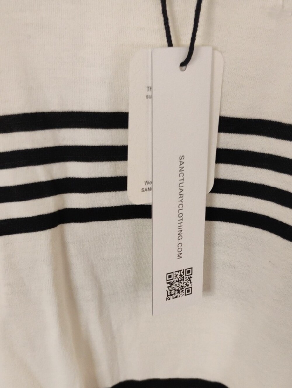 Sanctuary Cream and Black Striped Elastic-Hem Top XS - Picture 3 of 8